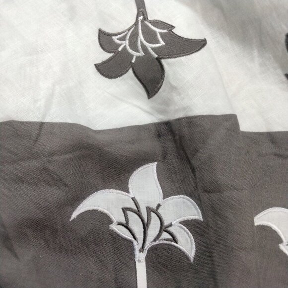 Chesca Floral Linen Lagenlook Modest Embroidered Artsy Gray White Maxi D… - Picture 5 of 7